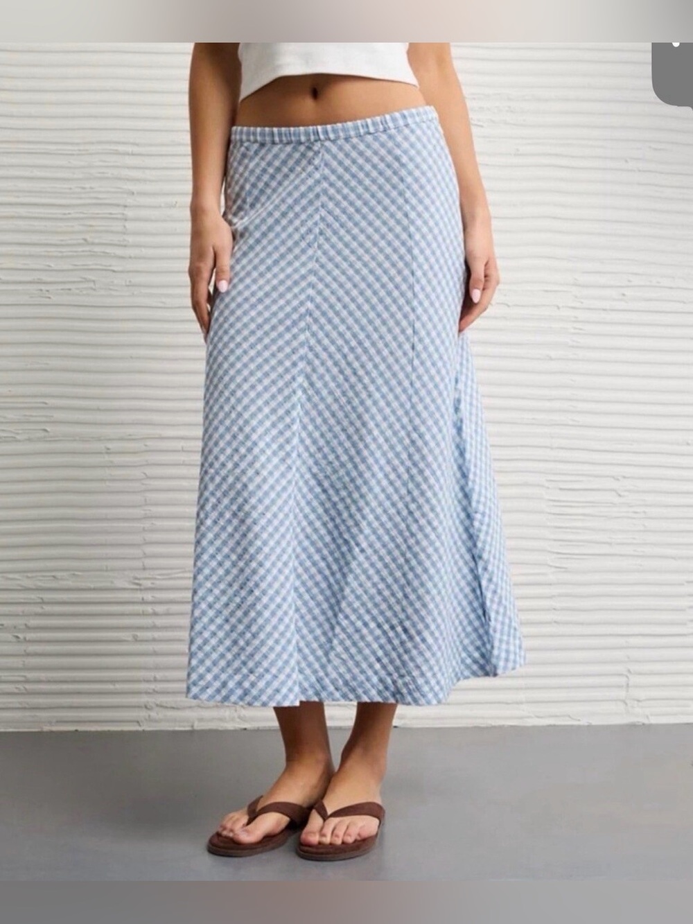 American Eagle: Linen-Blend Gingham Mini Skirt Size Medium (NWOT)